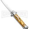 Mago 9" Yellow Marble Italian Stiletto OTF Automatic Knife - Satin Plain 2 Mago 9" Yellow Marble Italian Stiletto OTF Automatic Knife - Satin Plain -Best Knifes Shop Mago 9in Yellow Marble Italian Stiletto OTF Auto Satin GX 33804 jr large