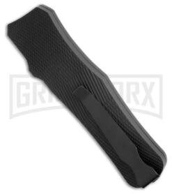 Mantis Auto Black Aluminum OTF Knife Drop Point - Satin Plain -Best Knifes Shop Mantis Auto OTF Drop Point Black BHQ 184440 side kc large