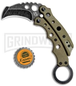 Mantis Vuja De Desert G-10 Balisong Karambit Butterfly Knife - Black SW Plain -Best Knifes Shop Mantis Vuja De Balisong Karambit Crossover Desert Tan G 10 Black SW MANMK4DTSW BHQ 56613 jr bottlecap large