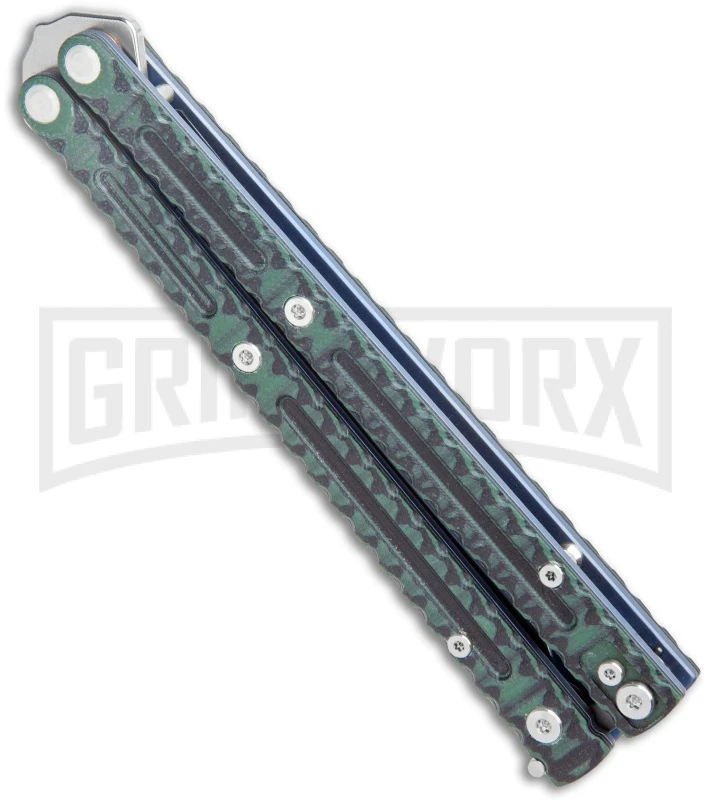 Maxace MidnightCat Obsidian-S Balisong Butterfly Knife Green G-10 - Drop Point 4 Maxace MidnightCat Obsidian-S Balisong Butterfly Knife Green G-10 - Drop Point - Image 2