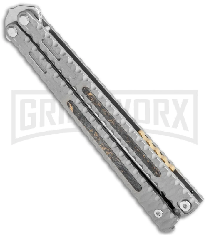 Maxace Knives Balisong Obsidian Titanium Handles CF Inlay (4" Satin) 4 Maxace Knives Balisong Obsidian Titanium Handles CF Inlay (4" Satin) - Image 2