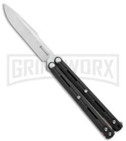 Maxace Knives Balisong Serpent Striker II Black G-10 - Satin Drop Point Plain