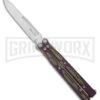 Maxace Unicorn Purple/Green G-10 Butterfly Knife - Spear Point Satin Plain