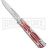Maxace Unicorn White/Red G-10 Balisong Butterfly Knife - Spear Point Satin Plain -Best Knifes Shop Maxace Unicorn Balisong Butterfly Red White G10 Satin SP GX 40488 jr large