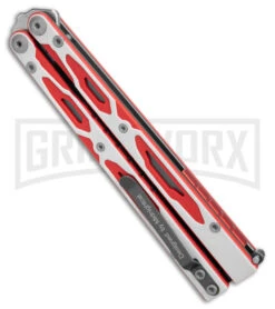 Maxace Unicorn White/Red G-10 Balisong Butterfly Knife - Spear Point Satin Plain -Best Knifes Shop Maxace Unicorn Balisong Butterfly Red White G10 Satin SP GX 40488 jr side large