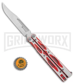 Maxace Unicorn White/Red G-10 Balisong Butterfly Knife - Bowie Satin Plain 13 Maxace Unicorn White/Red G-10 Balisong Butterfly Knife - Bowie Satin Plain -Best Knifes Shop Maxace Unicorn Balisong Butterfly White Red G10 Satin Bowie GX 40492 jr bottlecap large