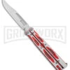 Maxace Unicorn White/Red G-10 Balisong Butterfly Knife - Bowie Satin Plain -Best Knifes Shop Maxace Unicorn Balisong Butterfly White Red G10 Satin Bowie GX 40492 jr large