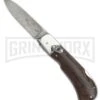 8" Medteh Russian Leverlock Dark Wood Stiletto Automatic Knife - Damascus Plain
