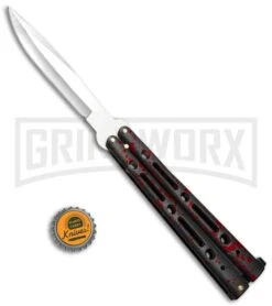 Mega Flick XL Red Balisong Butterfly Knife - Satin Plain -Best Knifes Shop Mega Flick XL Balisong Butterfly Red M 132 RE BP 19709 jr bottlecap large