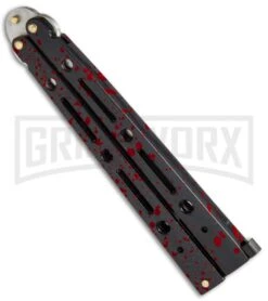 Mega Flick XL Red Balisong Butterfly Knife - Satin Plain -Best Knifes Shop Mega Flick XL Balisong Butterfly Red M 132 RE BP 19709 jr spine large