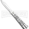 Mega Flick XL Silver Balisong Butterfly Knife - Satin Plain