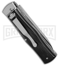 Mikov 241 Predator Dark Horn Automatic Lever Lock Knife W/ Saw & Pocket Clip -Best Knifes Shop Mikov 241 Predator Dark Horn Automatic Lever Lock Knife w Saw and Pocket Clip GX 41565 hd side large