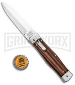 Mikov 241 Predator Wood Automatic Leverlock Bayo Knife - Polish Plain -Best Knifes Shop Mikov 241 Predator LL Bayo Auto Wood Polish BHQ 92013 jr bottlecap large