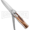 Mikov 241 Predator Stag Horn Lever Lock Automatic Knife W/ Saw - Polish Plain -Best Knifes Shop Mikov 241 Predator Lever Lock Automatic Knife w Saw Stag horn 3in Polish BHQ 174804 td large