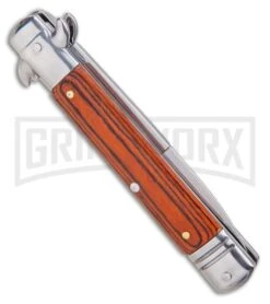 Milano 8.5" Lever Lock Automatic Knife Rosewood - Bayonet Satin 9 Milano 8.5" Lever Lock Automatic Knife Rosewood - Bayonet Satin -Best Knifes Shop Milano 8.5 Lever Lock Automatic Knife Rosewood Bayonet Satin GX 33707 ns side large