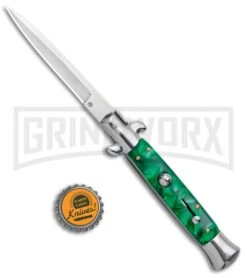 Milano 9" Green Acrylic Bayonet (4" Satin) -Best Knifes Shop Milano 9in Green Acrylic Bayonet Satin GX 37523 jr bottlecap large