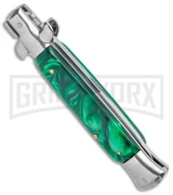 Milano 9" Green Acrylic Bayonet (4" Satin) -Best Knifes Shop Milano 9in Green Acrylic Bayonet Satin GX 37523 jr side large