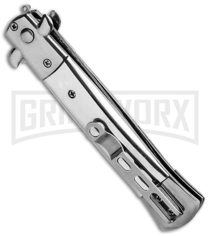 Milano 9" Stiletto Mirror Automatic Knife - Bayonet Sim Damascus 5 Milano 9" Stiletto Mirror Automatic Knife - Bayonet Sim Damascus - Image 3