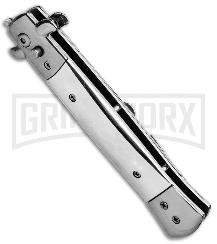 Milano 9" Stiletto Mirror Automatic Knife - Bayonet Sim Damascus 4 Milano 9" Stiletto Mirror Automatic Knife - Bayonet Sim Damascus - Image 2