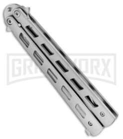 Monarch Silver Balisong Butterfly Knife - Satin Plain 8 Monarch Silver Balisong Butterfly Knife - Satin Plain -Best Knifes Shop Monarch Silver Balisong Butterfly Knife Satin Plain WG836BF BP 22473 jr side large