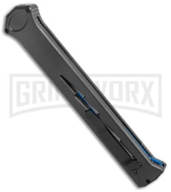 Paragon Estiletto Black Bolt Automatic OTF Knife - Blue Tanto -Best Knifes Shop Paragon Estiletto Tanto OTF Auto Black Lightning Bolt Blue Serr EST T LB B CBLU BHQ 103600 jr side large