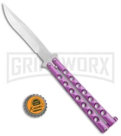 Light Purple Balisong Butterfly Knife - Satin Plain -Best Knifes Shop Pink Balisong Butterfly Satin Plain GX 37427 jr bottlecap large