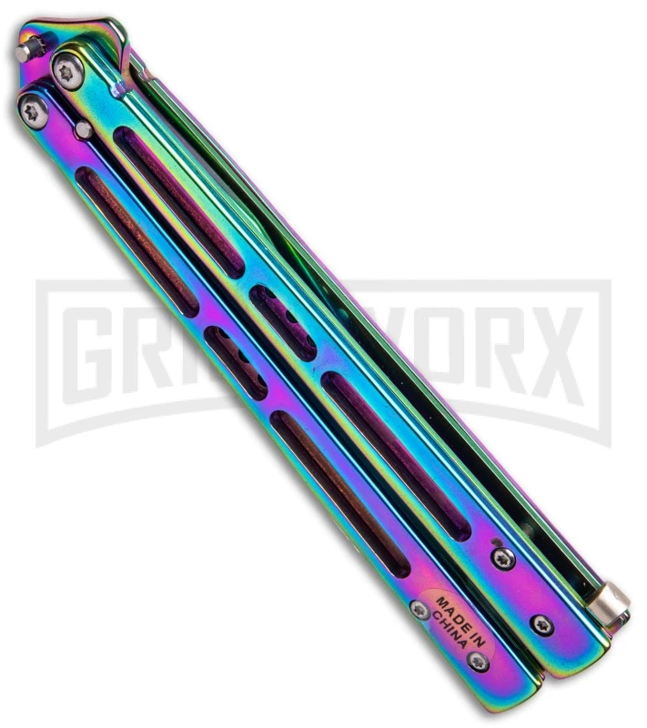 Rainbow Balisong Butterfly Knife 4 Rainbow Balisong Butterfly Knife - Image 2