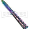 Rainbow Skull Balisong Drop Point Butterfly Knife -Best Knifes Shop Rainbow Balisong Drop Point Butterfly Knife GX 37604 td large