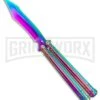 Rainbow Balisong Tanto Compound Butterfly Knife - Rainbow Plain 1 Rainbow Balisong Tanto Compound Butterfly Knife - Rainbow Plain -Best Knifes Shop Rainbow Bone Balisong DP Compound Butterfly Knife BF 201 2 GX 37590 jr large