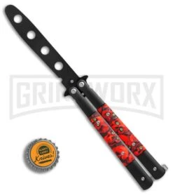 Red Demon Trainer Balisong Butterfly Knife - Black Plain 9 Red Demon Trainer Balisong Butterfly Knife - Black Plain -Best Knifes Shop Red Demon Trainer butterfly black BP 20689 er bottlecap large