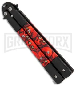 Red Demon Trainer Balisong Butterfly Knife - Black Plain 8 Red Demon Trainer Balisong Butterfly Knife - Black Plain -Best Knifes Shop Red Demon Trainer butterfly black BP 20689 er spine large