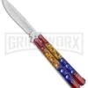 Red/Yellow/Blue Balisong Butterfly Knife (4.25" Satin)