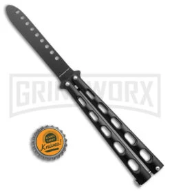 Ronin Gear Black Balisong Trainer Butterfly Knife - Black Plain -Best Knifes Shop Ronin Gear Black Balisong Butterfly Trainer Black BHQ 177223 jr bottlecap large
