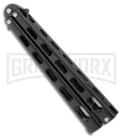 Ronin Gear Black Balisong Trainer Butterfly Knife - Black Plain -Best Knifes Shop Ronin Gear Black Balisong Butterfly Trainer Black BHQ 177223 jr side large