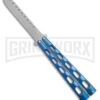 Ronin Gear Blue Balisong Trainer Butterfly Knife - Satin Plain 1 Ronin Gear Blue Balisong Trainer Butterfly Knife - Satin Plain -Best Knifes Shop Ronin Gear Blue Balisong Butterfly Trainer Satin BHQ 177221 jr large