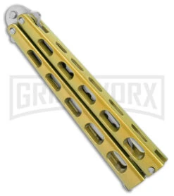 Ronin Gear Gold Balisong Trainer Butterfly Knife - Satin Plain 8 Ronin Gear Gold Balisong Trainer Butterfly Knife - Satin Plain -Best Knifes Shop Ronin Gear Gold Balisong Butterfly Trainer Satin BHQ 177219 jr side large