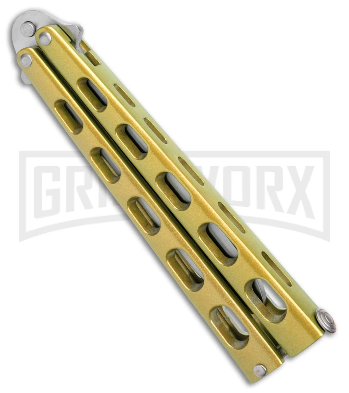 Ronin Gear Gold Balisong Trainer Butterfly Knife - Satin Plain 4 Ronin Gear Gold Balisong Trainer Butterfly Knife - Satin Plain - Image 2
