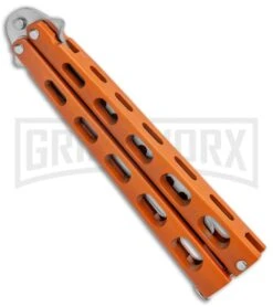 Ronin Gear Orange Balisong Trainer Butterfly Knife - Satin Plain 8 Ronin Gear Orange Balisong Trainer Butterfly Knife - Satin Plain -Best Knifes Shop Ronin Gear Orange Balisong Trainer Butterfly Satin GX 37346 jr side large