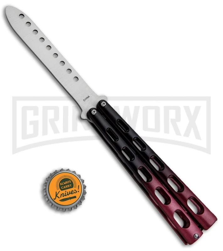 Ronin Gear Red/Black Balisong Trainer Butterfly Knife - Satin Plain 6 Ronin Gear Red/Black Balisong Trainer Butterfly Knife - Satin Plain - Image 4