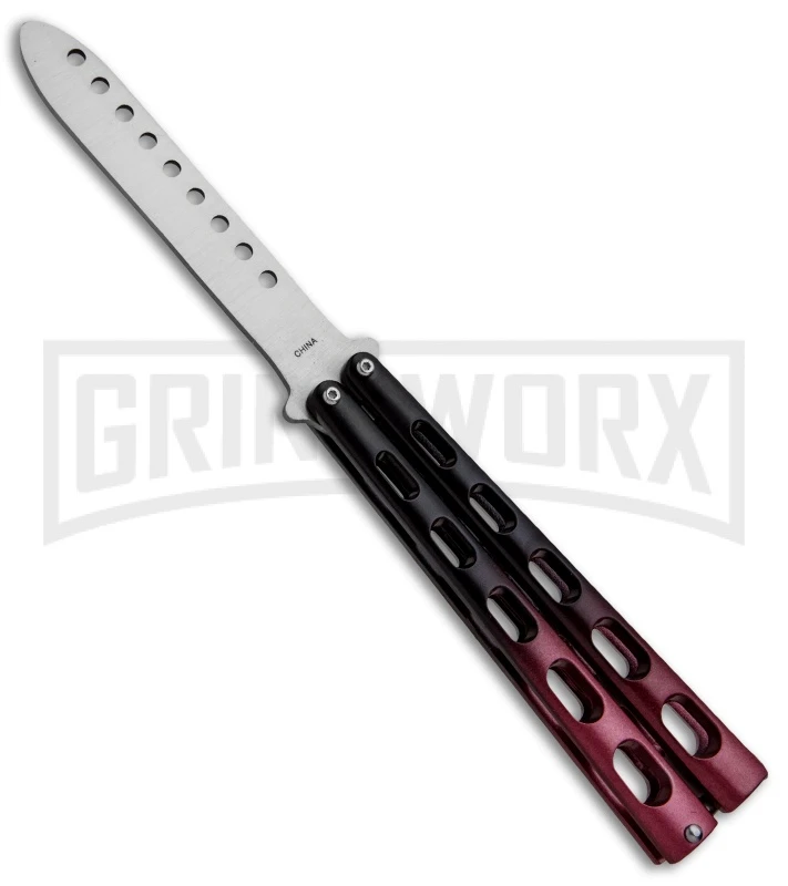 Ronin Gear Red/Black Balisong Trainer Butterfly Knife - Satin Plain 3 Ronin Gear Red/Black Balisong Trainer Butterfly Knife - Satin Plain