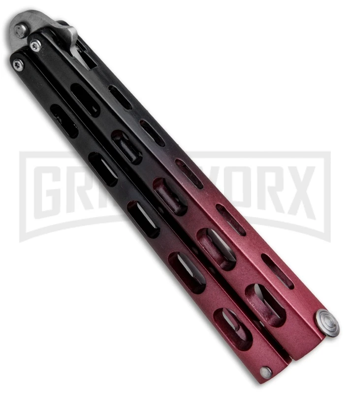 Ronin Gear Red/Black Balisong Trainer Butterfly Knife - Satin Plain 4 Ronin Gear Red/Black Balisong Trainer Butterfly Knife - Satin Plain - Image 2