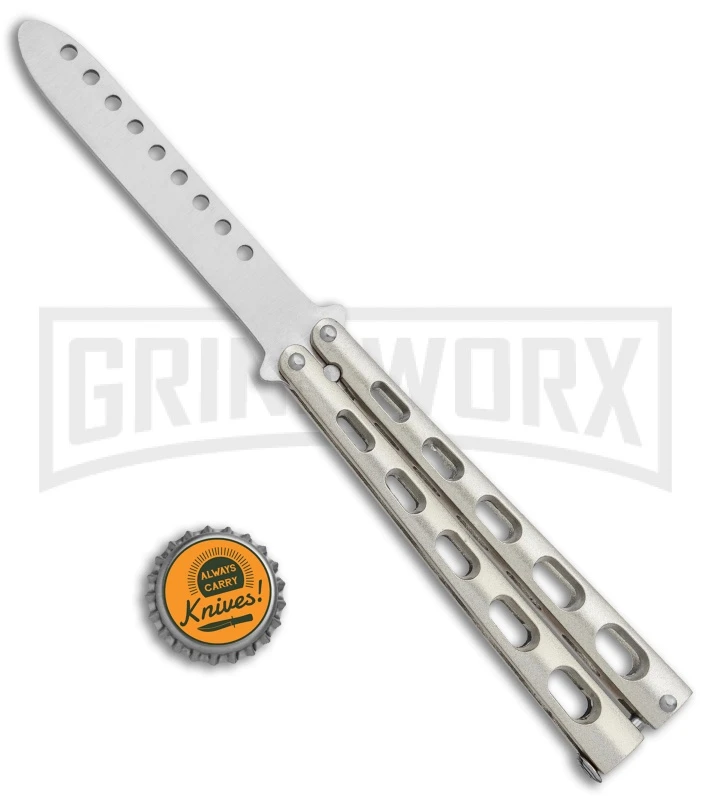 Ronin Gear Silver Balisong Trainer Butterfly Knife - Satin Plain 6 Ronin Gear Silver Balisong Trainer Butterfly Knife - Satin Plain - Image 4