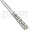 Ronin Gear Silver Balisong Trainer Butterfly Knife - Satin Plain 1 Ronin Gear Silver Balisong Trainer Butterfly Knife - Satin Plain -Best Knifes Shop Ronin Gear Silver Balisong Trainer Butterfly Satin GX 37347 jr large