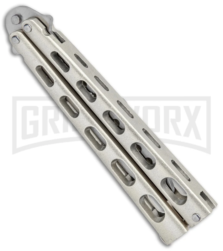 Ronin Gear Silver Balisong Trainer Butterfly Knife - Satin Plain 5 Ronin Gear Silver Balisong Trainer Butterfly Knife - Satin Plain - Image 3