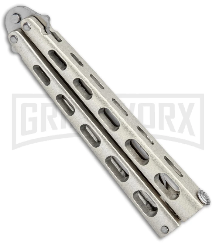 Ronin Gear Silver Balisong Trainer Butterfly Knife - Satin Plain 4 Ronin Gear Silver Balisong Trainer Butterfly Knife - Satin Plain - Image 2