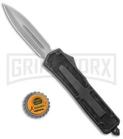 Rumble Black D/A OTF Automatic Knife - Dagger Satin Plain -Best Knifes Shop Rumble Black DA OTF Auto Dagger Gray 7PA4 50B GX 8404 jr bottlecap large