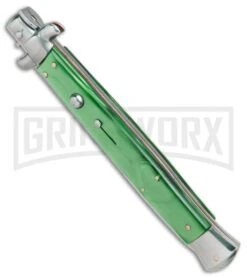 SKM 13" Italian Stiletto Green Pearlex Automatic Knife - Flat Grind -Best Knifes Shop SKM 13in Italian Stiletto Green Pearlex flat grind BP 15856 er spine large