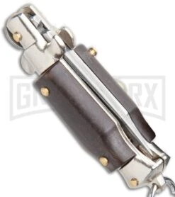 SKM 2.75" Italian Stilletto Keychain Brown Automatic Knife -Best Knifes Shop SKM 2.75in Keychain Stiletto Auto Brown Satin Flat BHQ 51053 jr side large