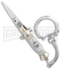SKM 2.75" Italian Stiletto Keychain Gray Automatic Knife