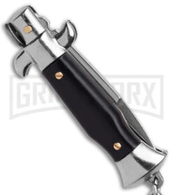 SKM 4" Italian Stiletto Black Automatic Knife Keychain - Bayo -Best Knifes Shop SKM 4in Keycahing Stiletto AK Black 1in Satin Bayo BHQ 183372 td side large